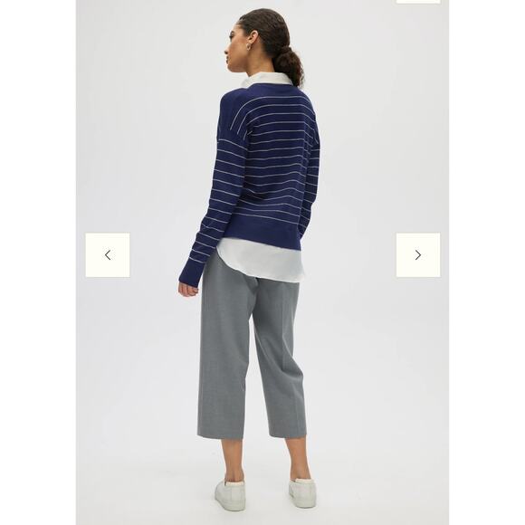 NEW Hilary Radley V-Neck Sweater Top Combo Blue & Off-White Stripes (Size: XXL) - Picture 5 of 5